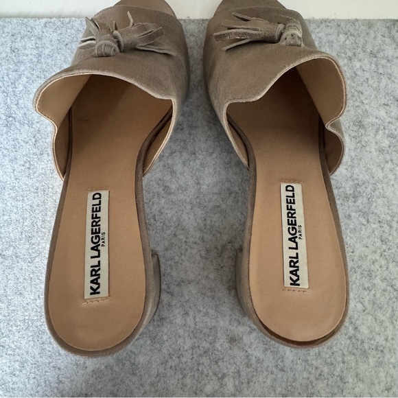 Karl Lagerfeld Women's Gold Metallic Tassel Mules - Picture 4 of 6